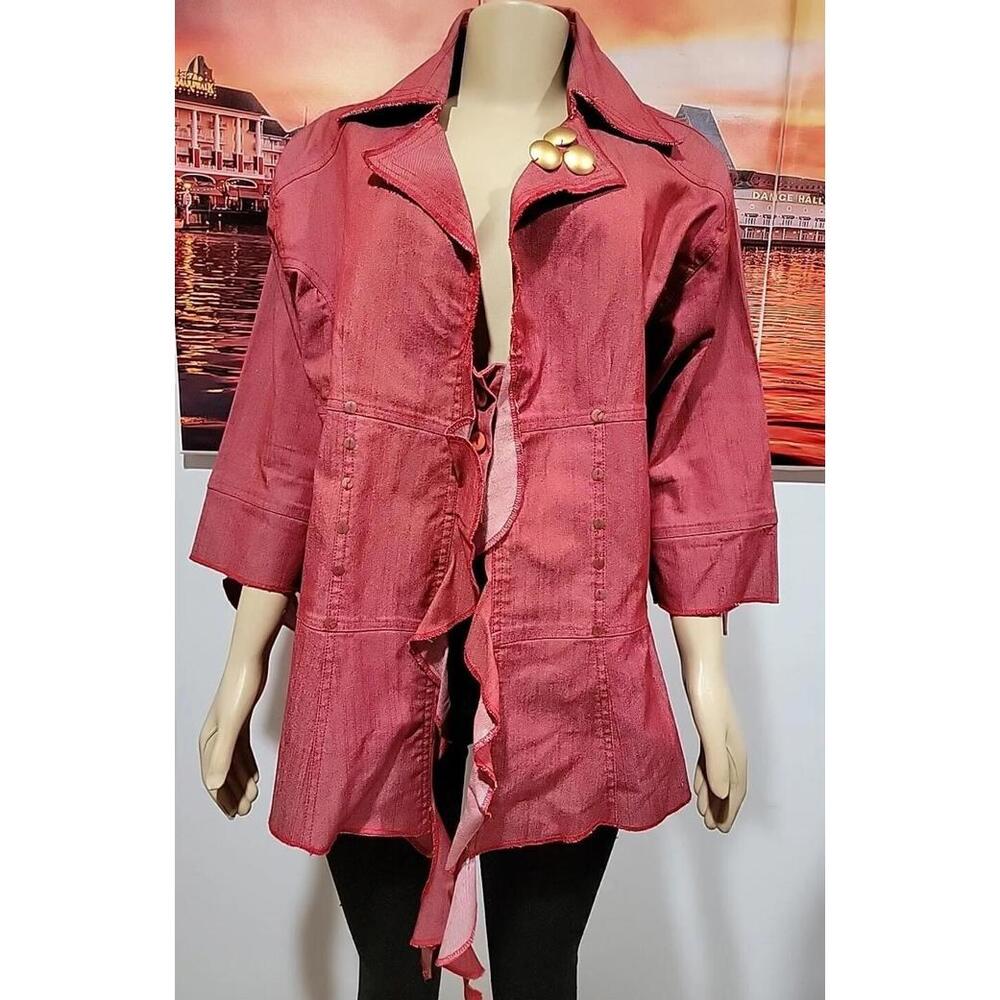 MOLATO Vintage Rare Red Gold Buttons Soft Denim Women's Jacket #W8